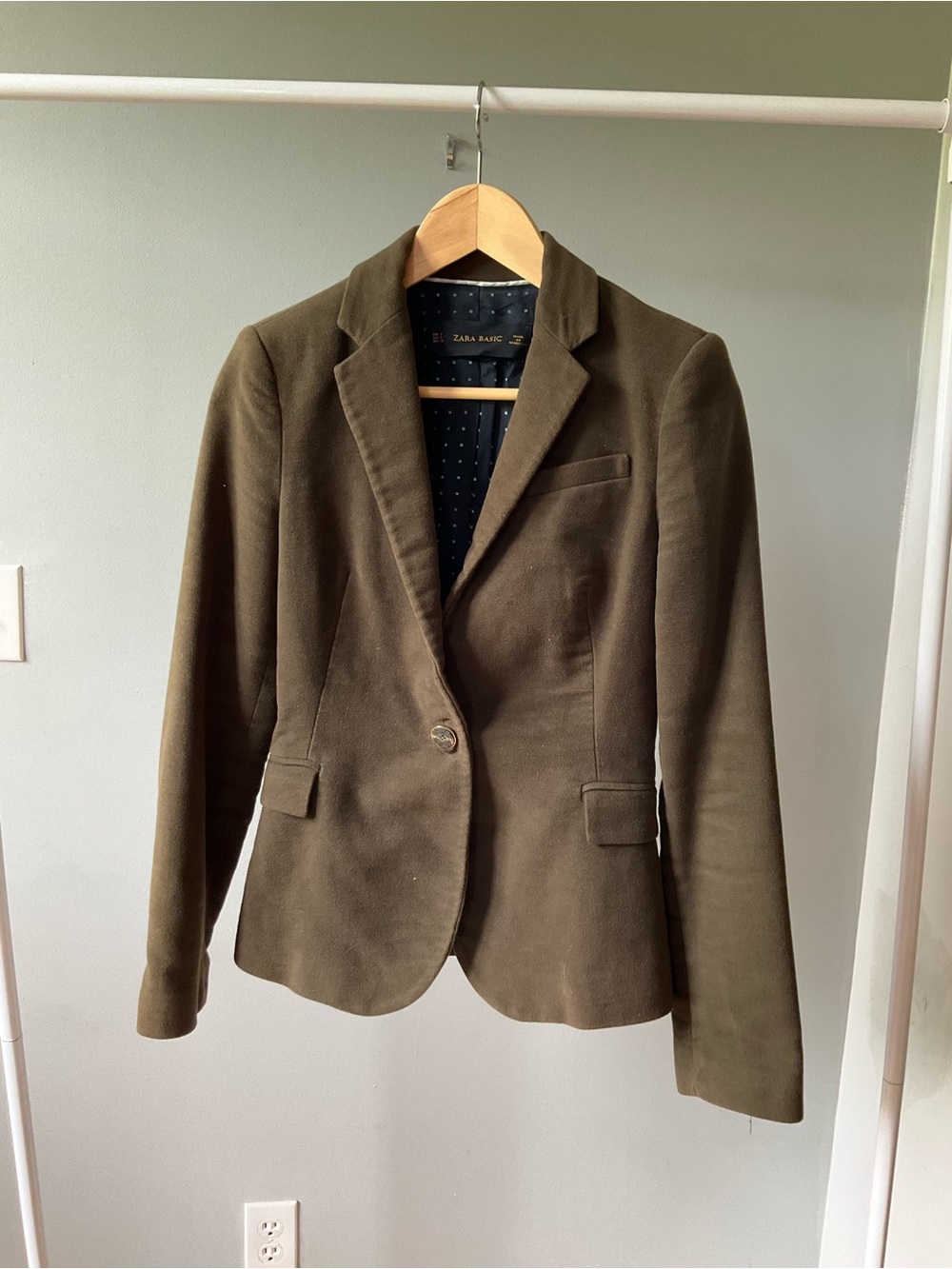 Zara Dark Olive Single-Button Tailored Blazer